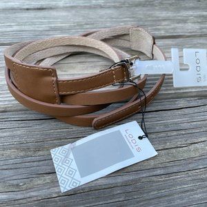 LODIS Belt Leather Brown 3 strand Women Waistband